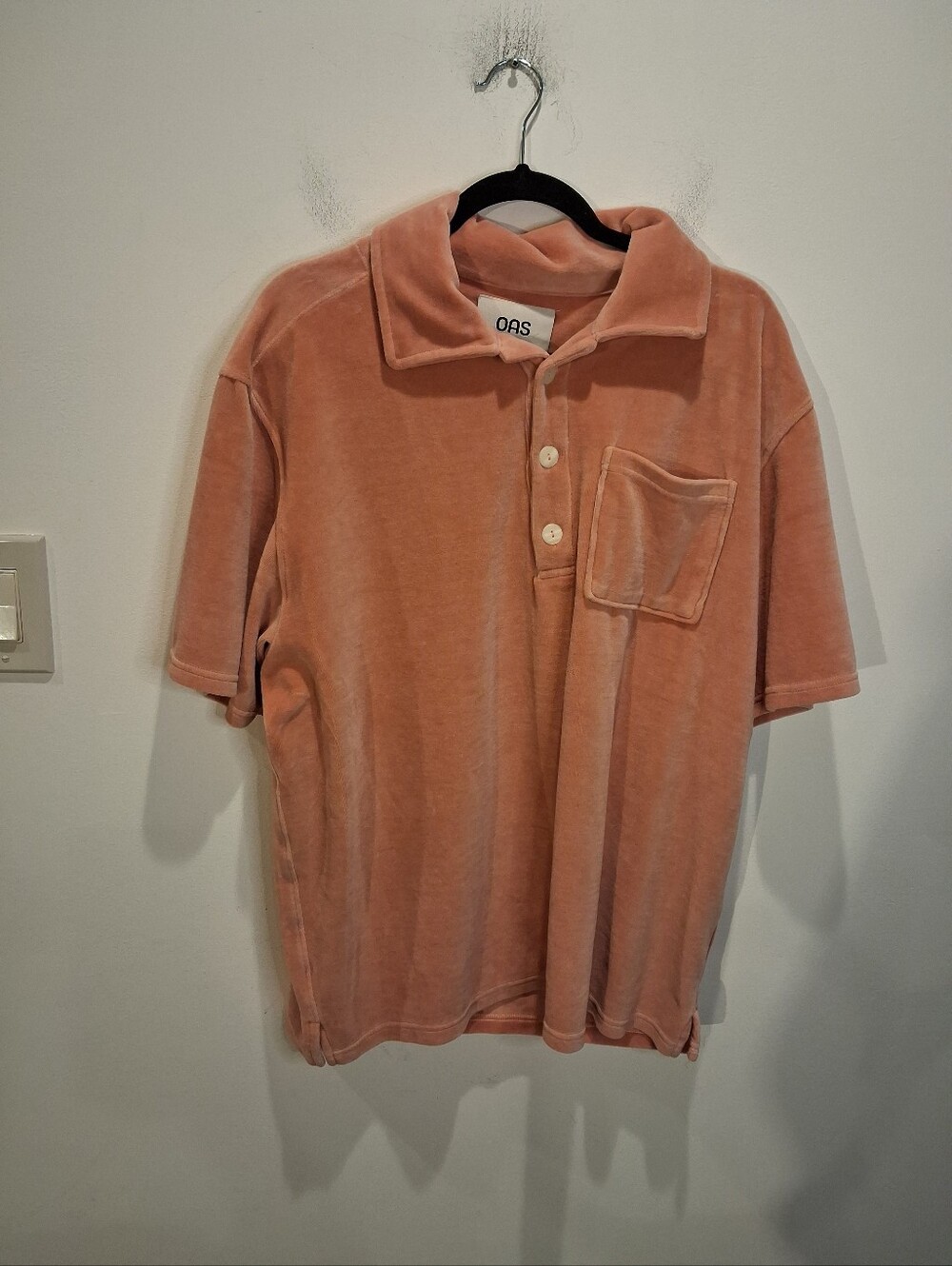 Oas Size XL Peach Girona Velour Short Sleeves Polo